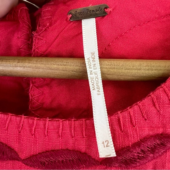 Free People Birds Of A Feather Embroidered Red and Pink Sleeveless Midi Dress - Picture 14 of 16